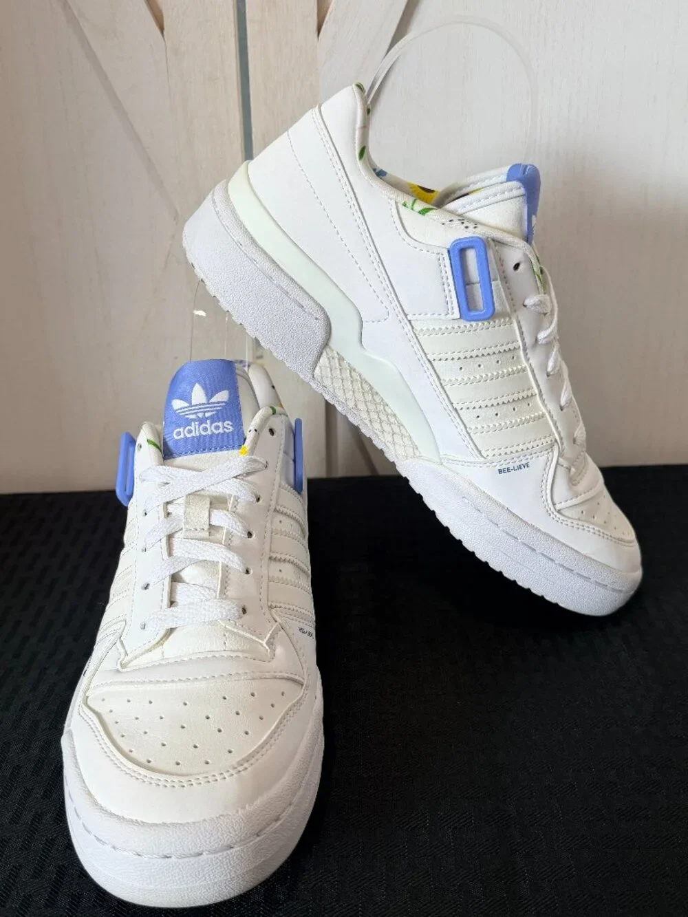 adidas Forum Low Save The Bees Sneakers White Blue Floral Size 7Y